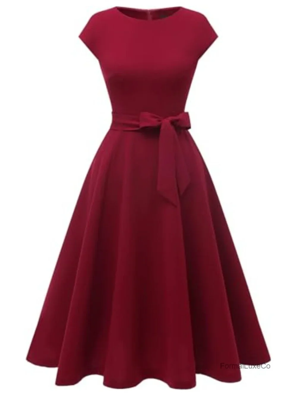 DRESSTELLS Womens A-Line Midi Cocktail Dress Cap Sleeve Wedding Guest Formal